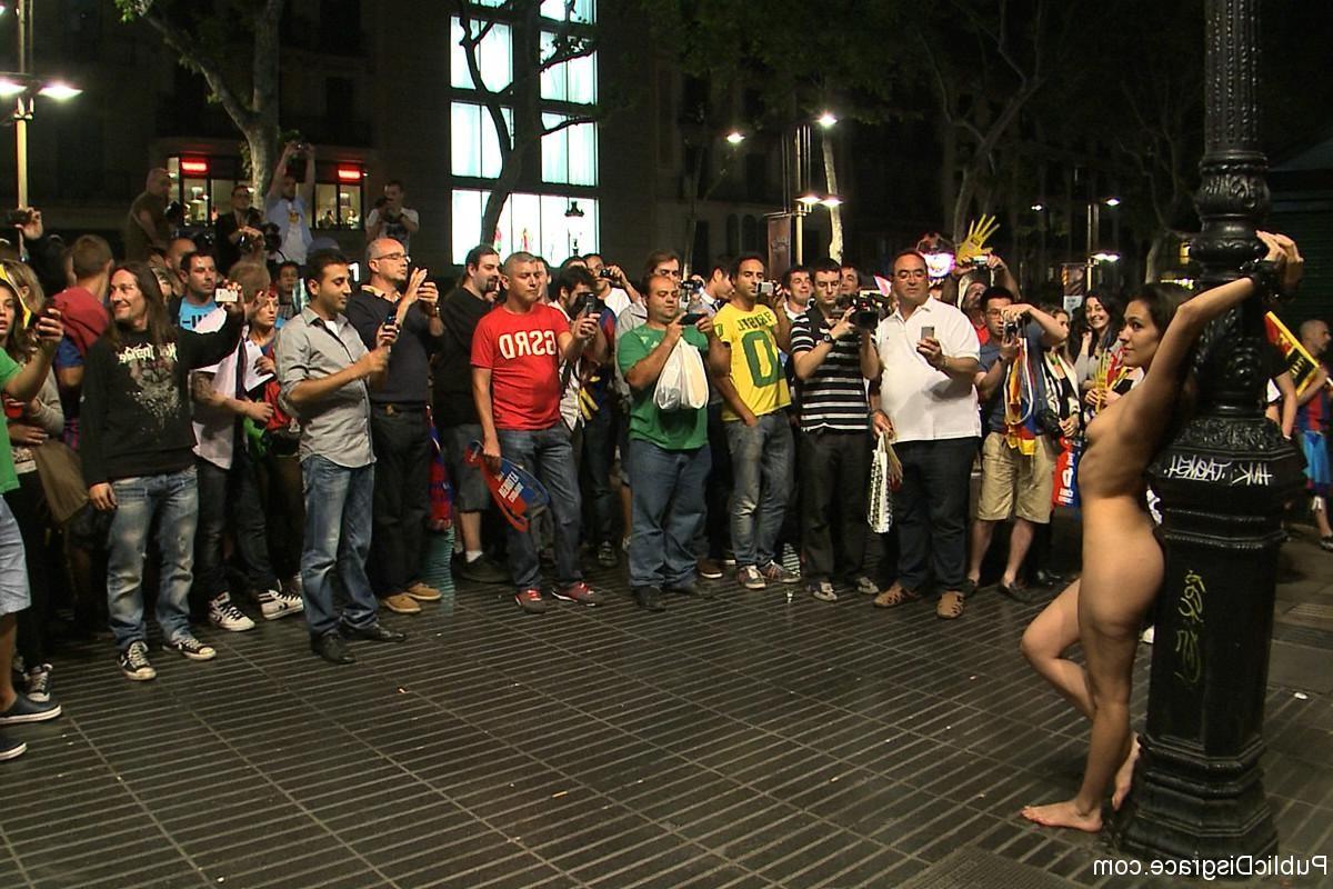 24P Spanish babe gets tied and anal fucked outdoor in public places