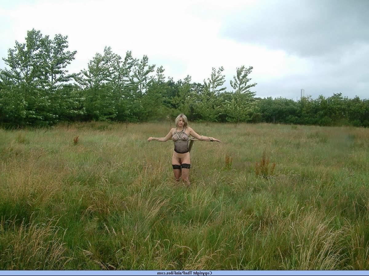 16P Outdoor bondage and public slavegirl exposure for british bdsm fetishgirl Emma L