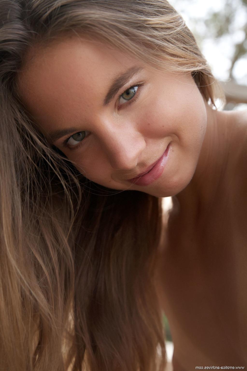 15P Petite beauty Antea posing naked outdoors and teasing