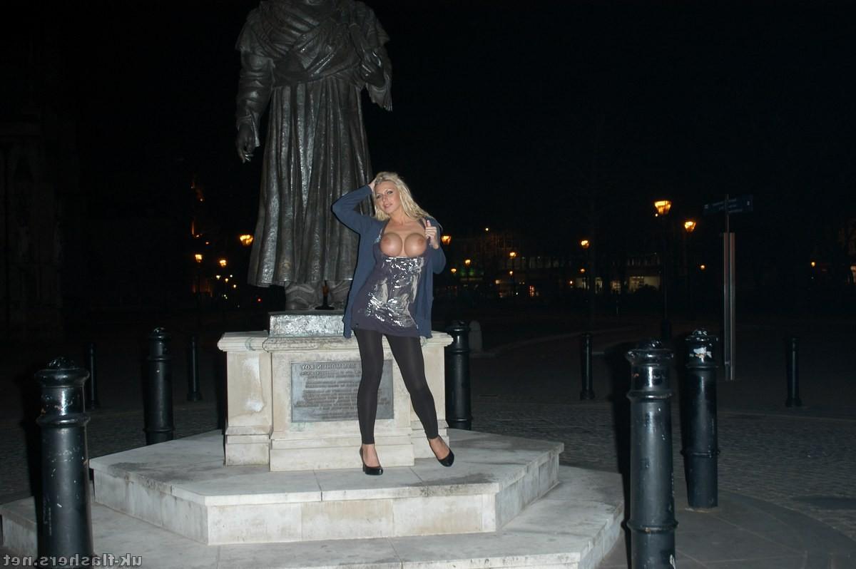 16P Busty girls flashing of blonde british babes Chacha and Dolly outdoors in Bristo