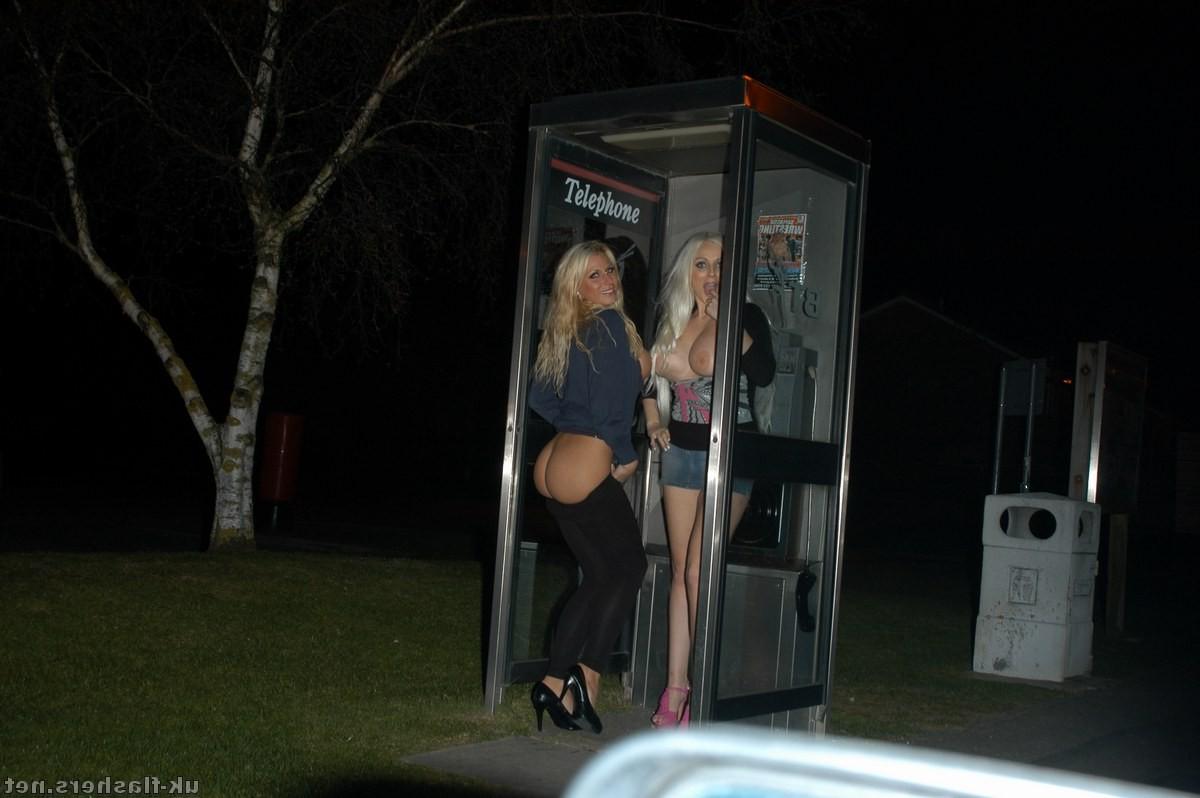 16P Busty girls flashing of blonde british babes Chacha and Dolly outdoors in Bristo