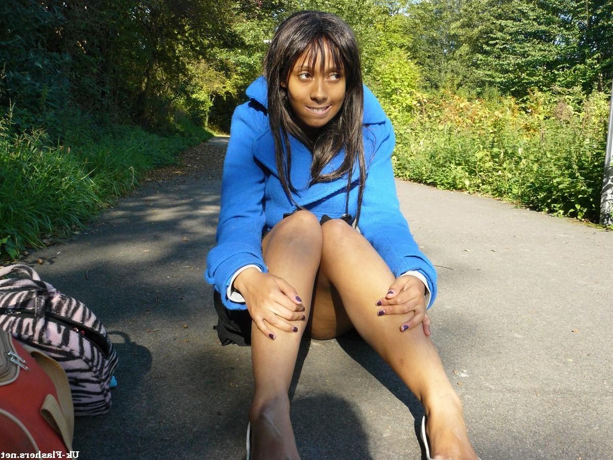 16P Teen ebony flasher and outdoor public nudity of masturbating black college babe 