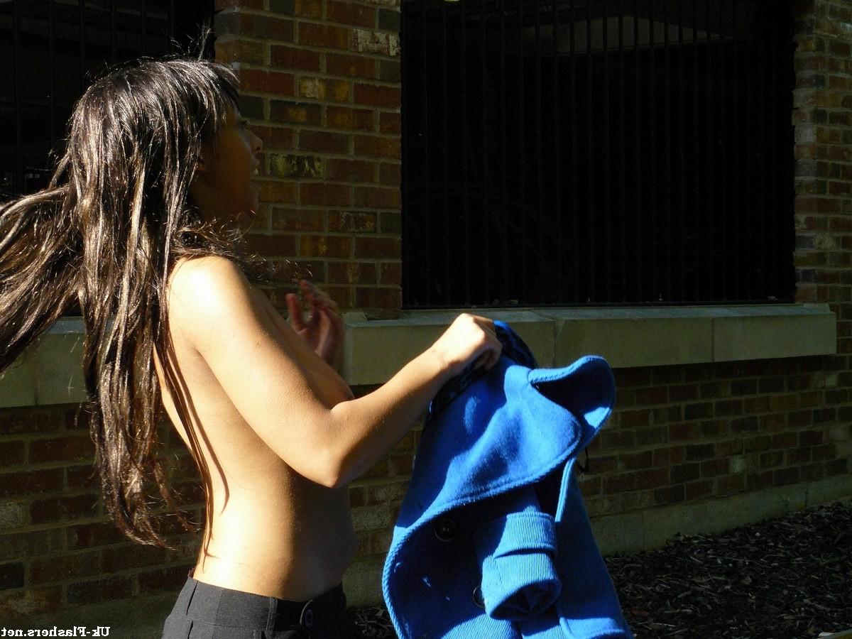 16P Teen ebony flasher and outdoor public nudity of masturbating black college babe 