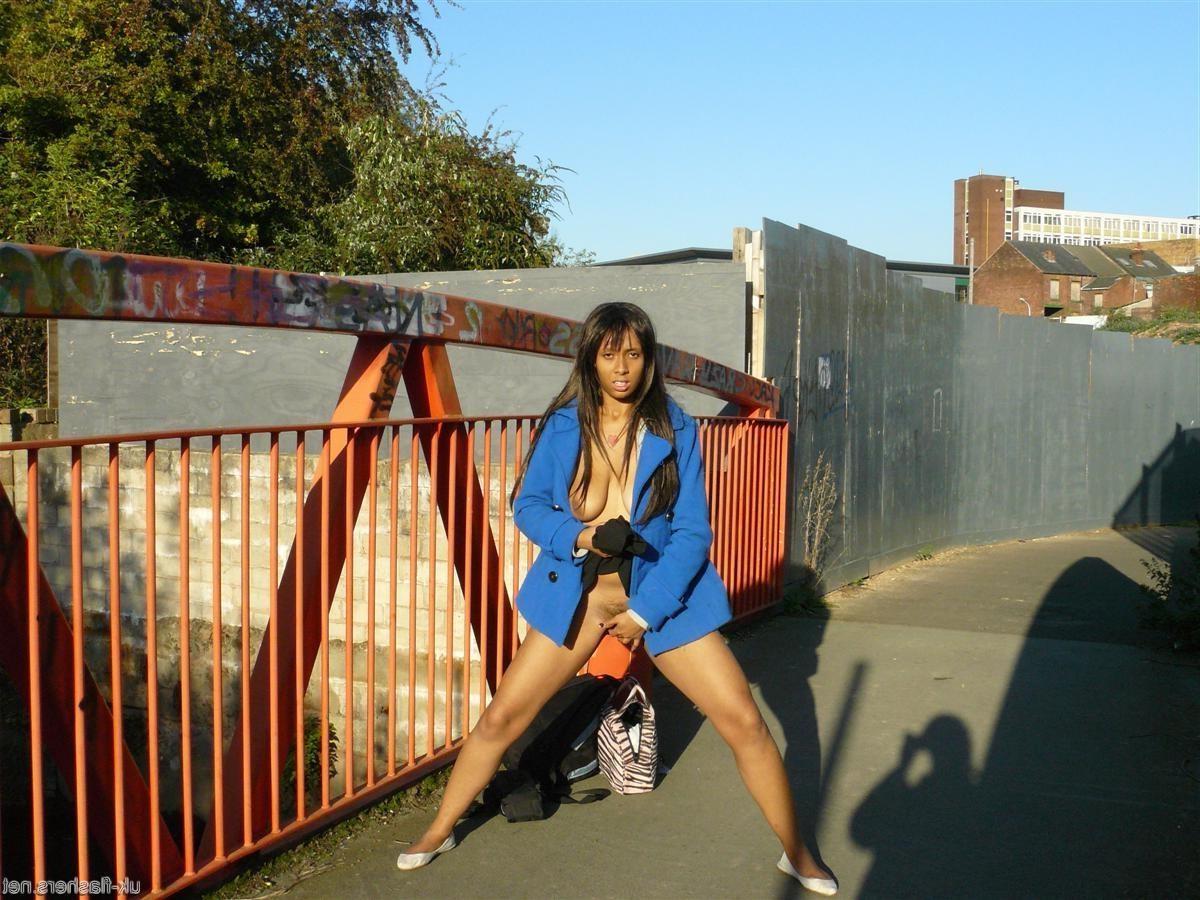 16P Ebony teen flashing and masturbation outdoors with cute black babe