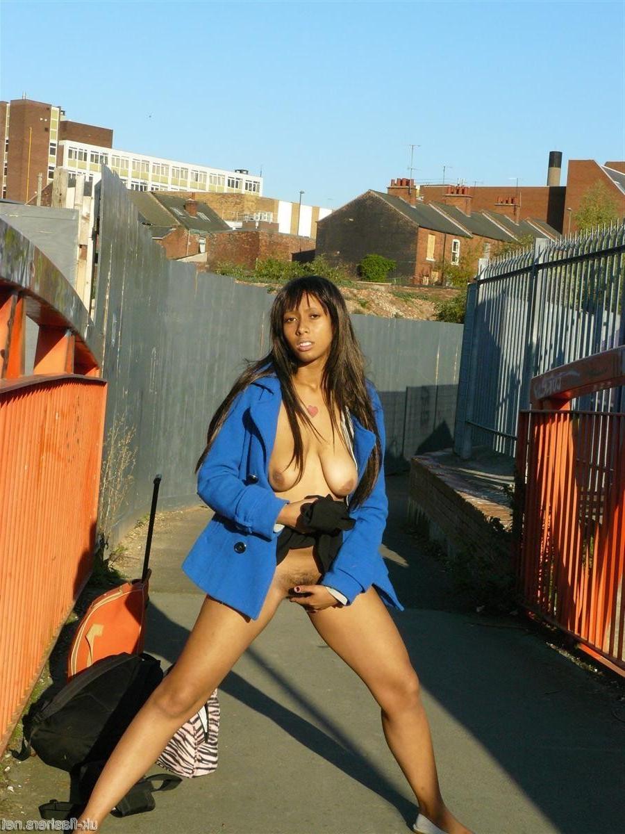 16P Ebony teen flashing and masturbation outdoors with cute black babe