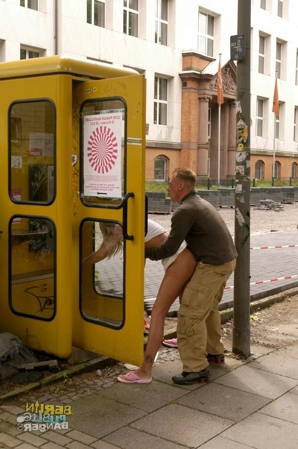 16P Sex hungry german couple fucking outdoors in a phone booth