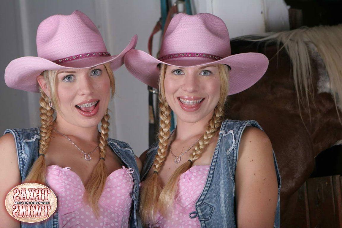 16P Two naughty blonde texas twins playing outdoors