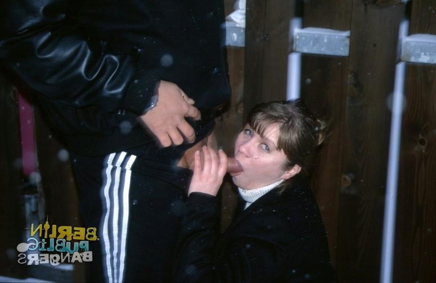 16P Wild german amateurs enjoying winter public sex on the snow outdoors