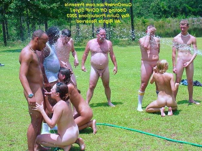 16P Outdoor gangbang and messy cumshot
