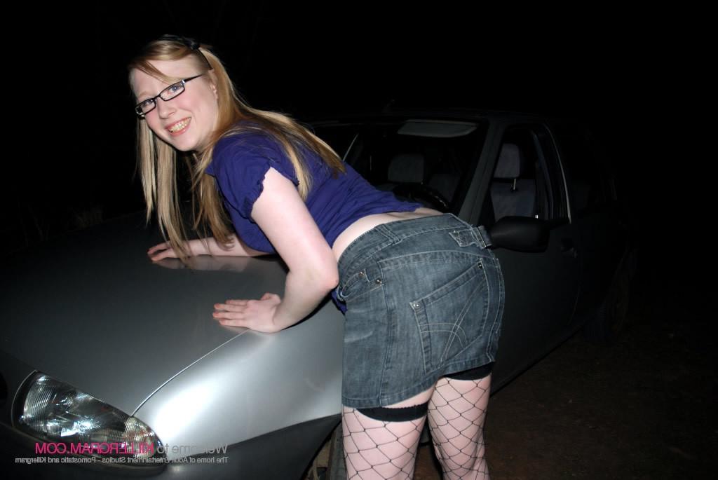 16P Satine Spark Sucks a Bunch of Cock on Her Knees Outdoors at Night