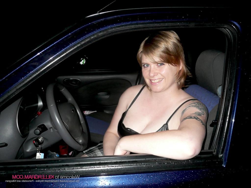 16P Chubby Chick with Big Natural Tits Sucks a Couple Cocks Outdoors