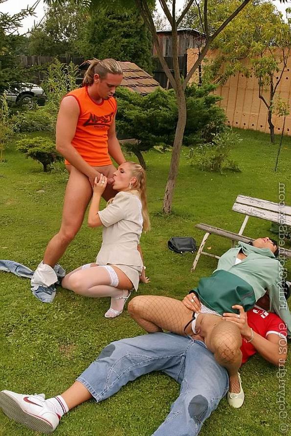 16P Two couples having fully clothed groupsex outdoor