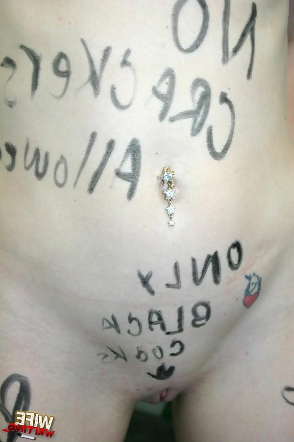 17P lovely blonde wife getting graffitied and sucking black dick