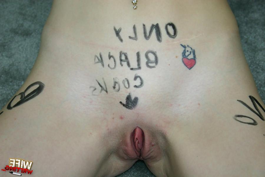 17P lovely blonde wife getting graffitied and sucking black dick