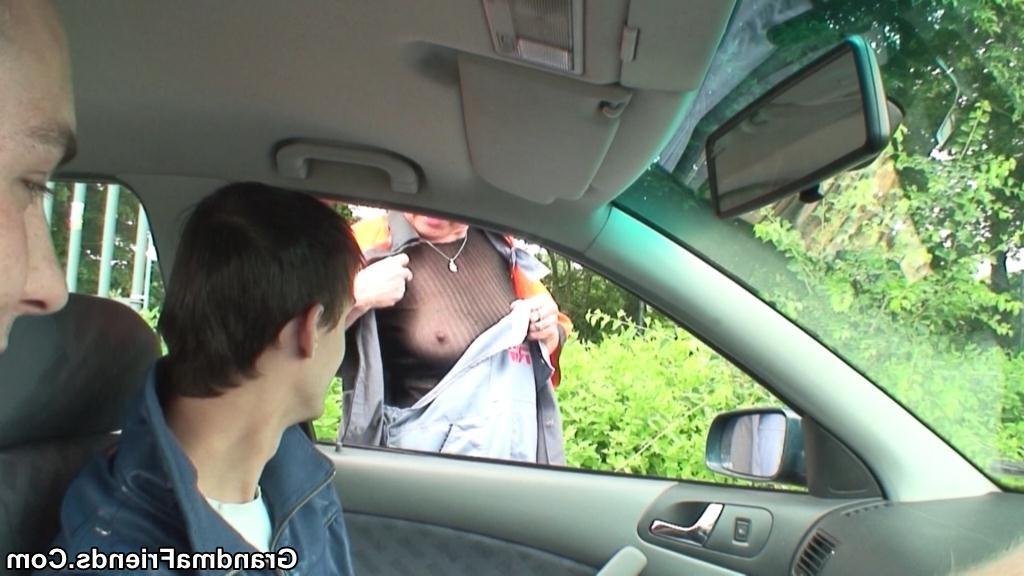 17P Outdoor fucking of the lusty grandma makes her happy and gets the guys to cum ha