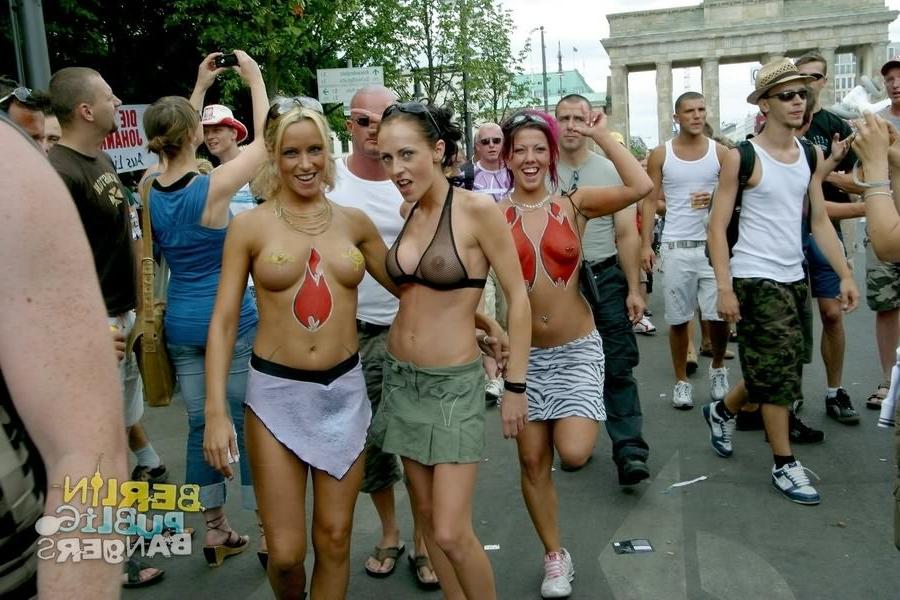 16P Wild german sluts getting nasty outdoors during fuck parade