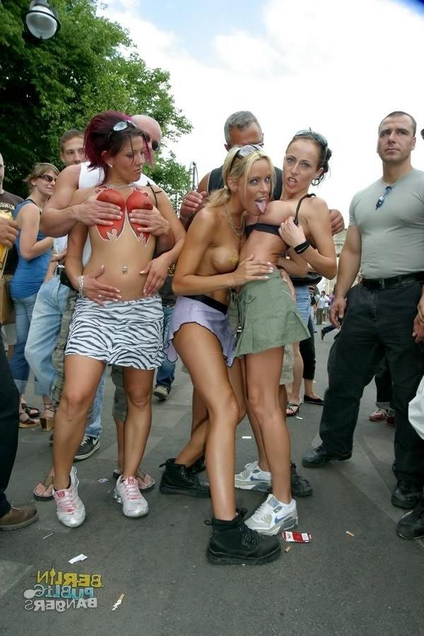 16P Wild german sluts getting nasty outdoors during fuck parade