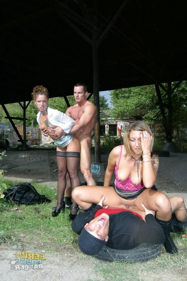 16P Sex hungry german sluts enjoying outdoor groupsex on public