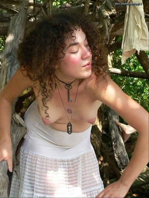 15P Hairy Puffy Nipple Hippie Strips Outdoors in Woods