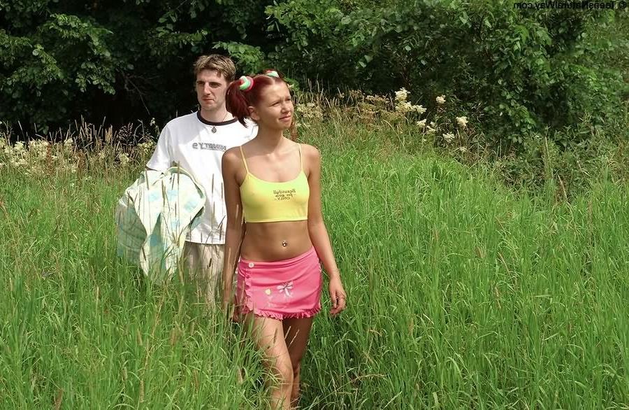 16P Cute redhead teen giving blowjob and getting fucked outdoors