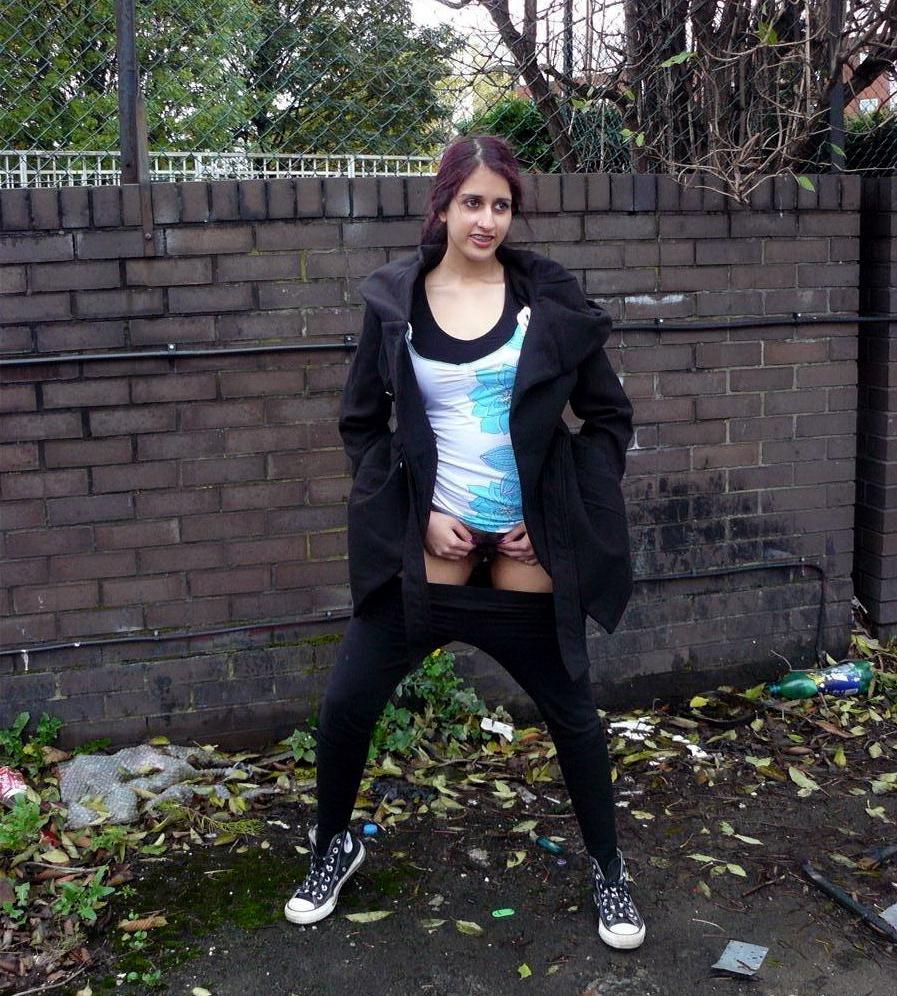 16P Indian teen Zarina Masoud pissing in public and flashing hairy pussy outdoors