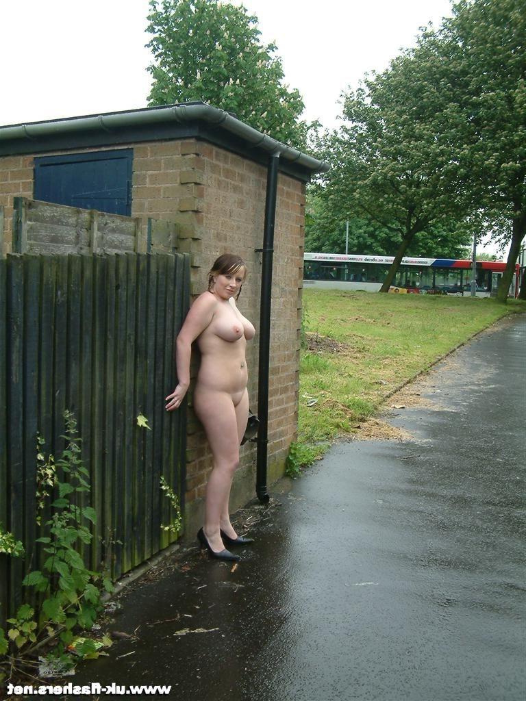 16P Busty amateur babe Gemmas outdoor flashing and solo posing public nudity round h