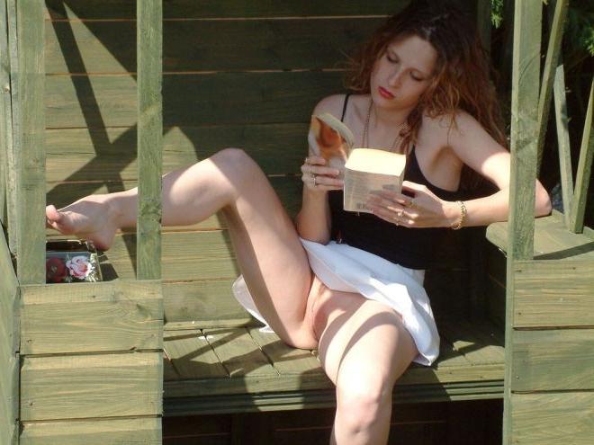 16P Bare Pussy Upskirts Outdoors in Sunny Garden Shed