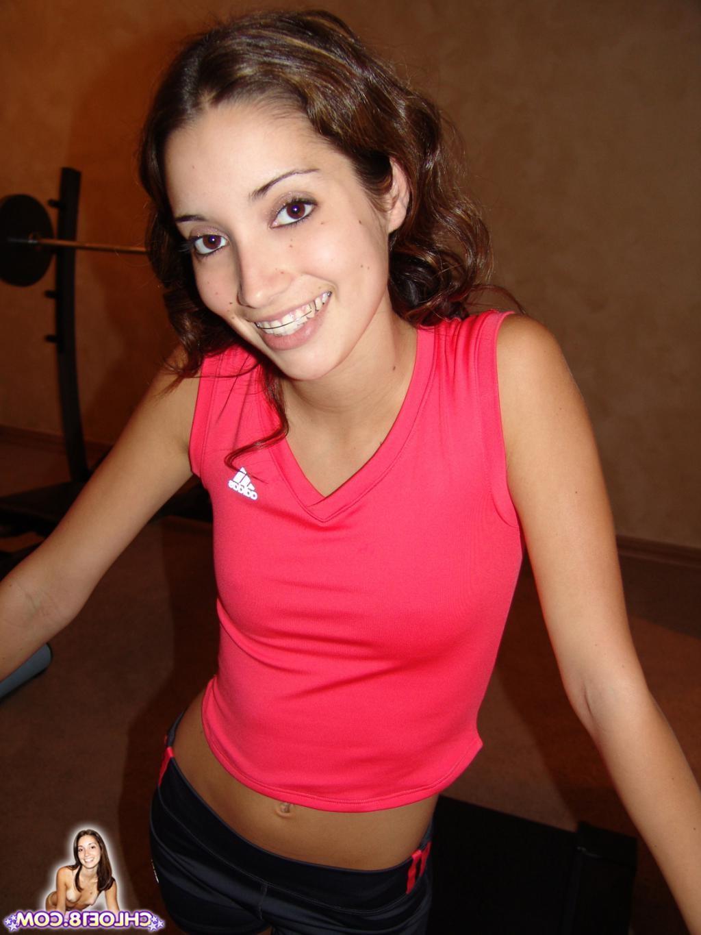 16P Adorable brunette teenie girl in panties teasing