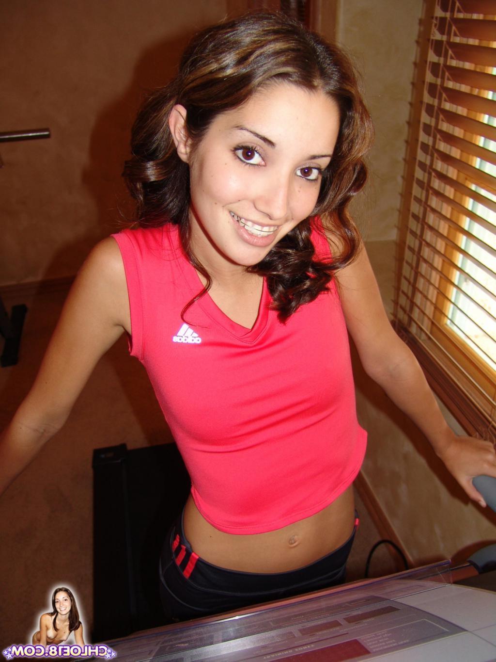 16P Adorable brunette teenie girl in panties teasing