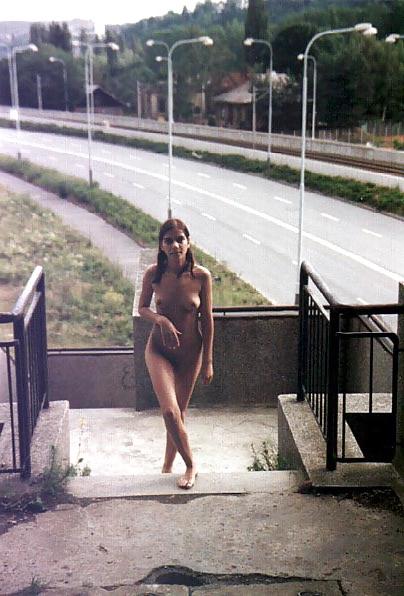25P Amateur brunette Alena posing in public
