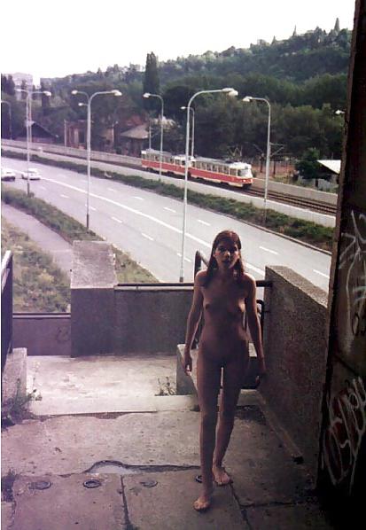 25P Amateur brunette Alena posing in public