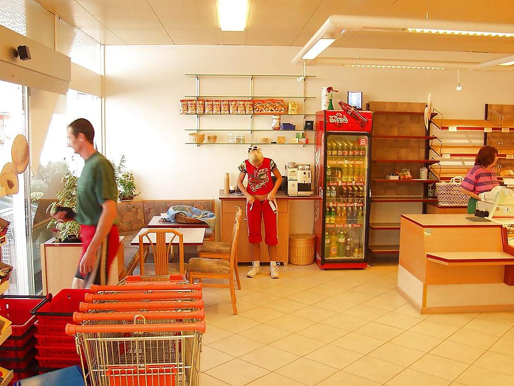 11P Hot Blonde German Amateur bitch exposed in a bakery