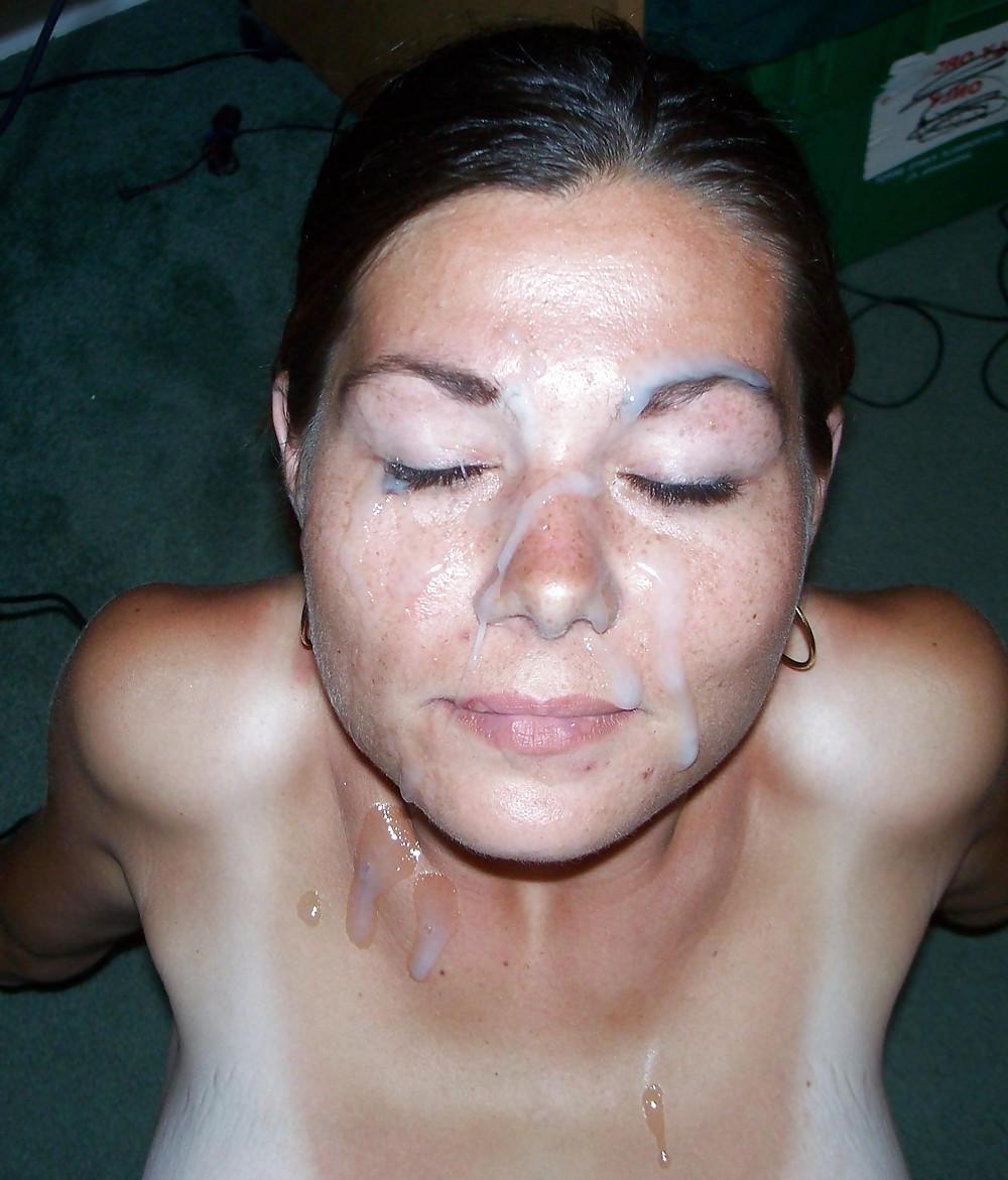25P Amateur Brunette Freckles Blowjob Facial