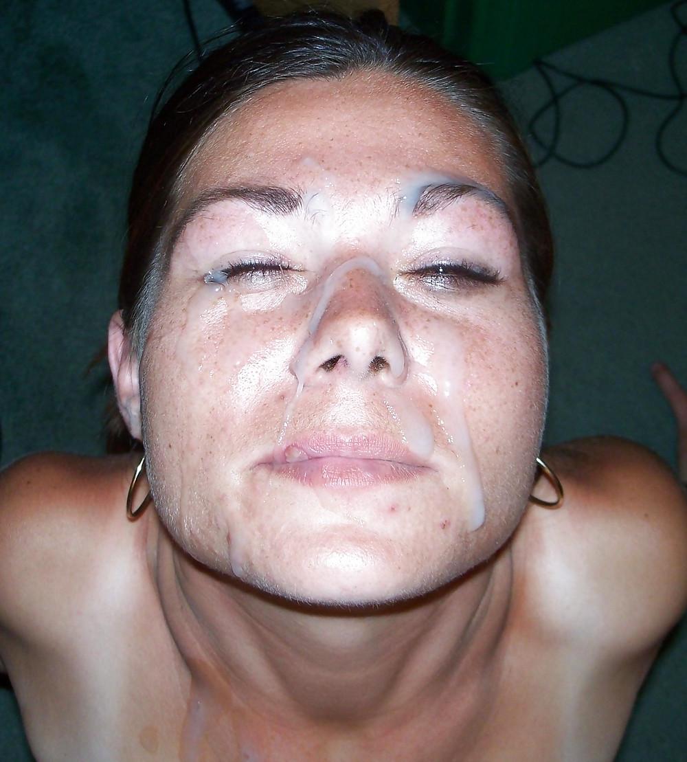 25P Amateur Brunette Freckles Blowjob Facial