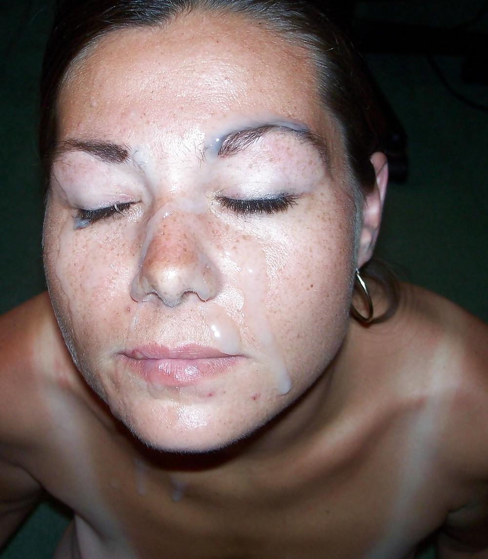 25P Amateur Brunette Freckles Blowjob Facial