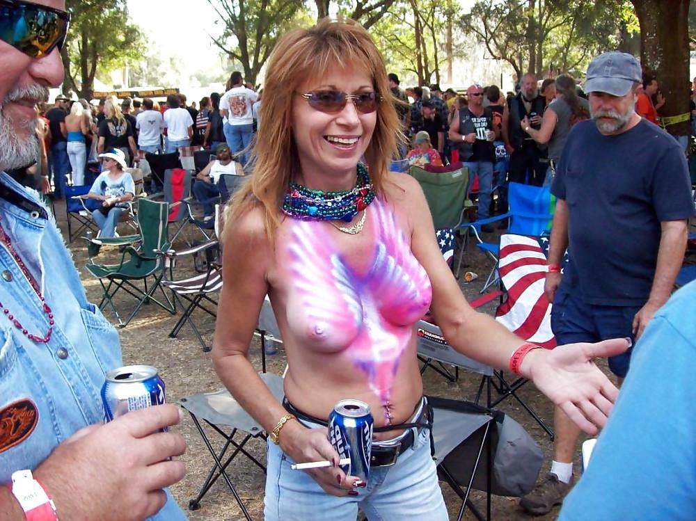 21P Amateur matures outside with their tits hanging out 1  