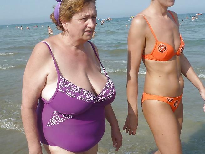 25P Grannies with Big Tits on the beach! Amateur Mixed!