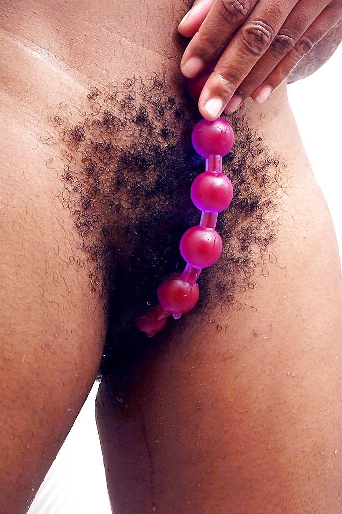 20P Ebony amateur with small tits and hairy pussy in the shower