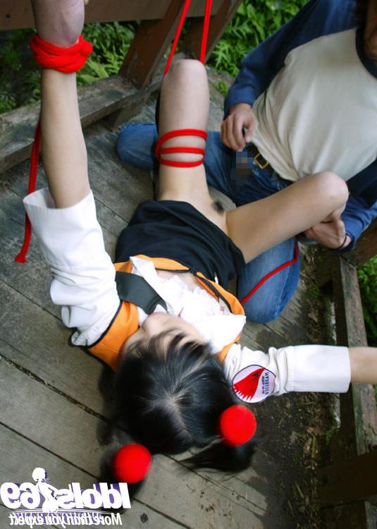 16P Submissive asian babe gets bound and roughly fucked outdoor
