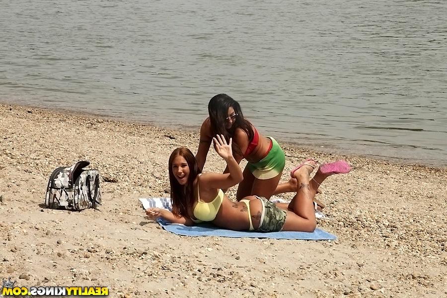 16P Lesbian babes Kyra Hot and Candy Coxx are having amazing time outdoor
