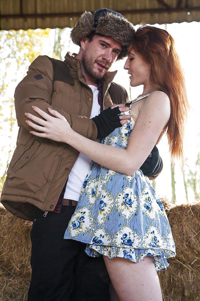 16P Redhead Sabrina Jay giving outdoor bj before hardcore fuck session