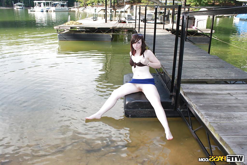 16P Naughty brunette amateur gets rid of her clothes for home video outdoor