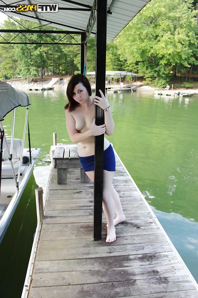 16P Naughty brunette amateur gets rid of her clothes for home video outdoor