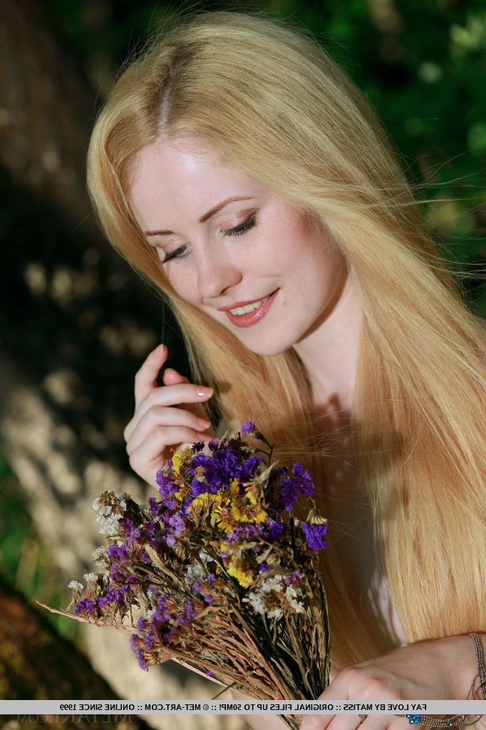 18P Girl next door Fay Love demonstrating nice all natural tits in the woods