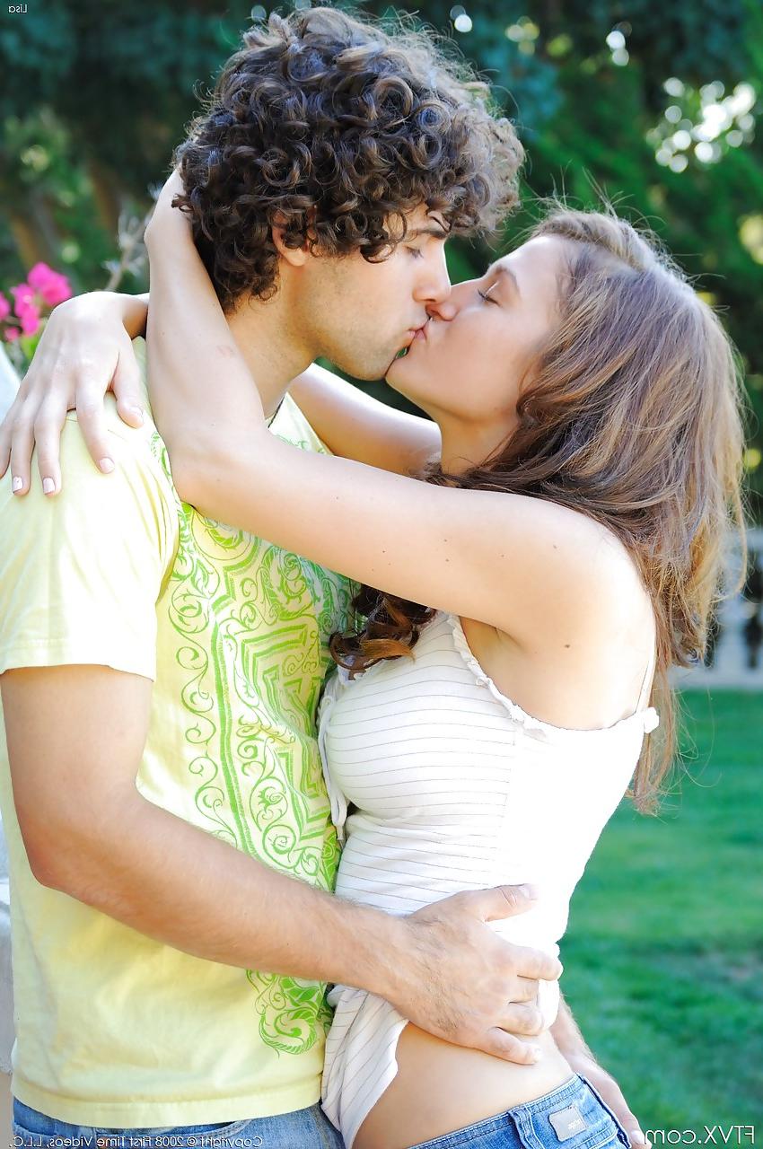 11P Amateur couple kissing outdoors before she flashes upskirt panties