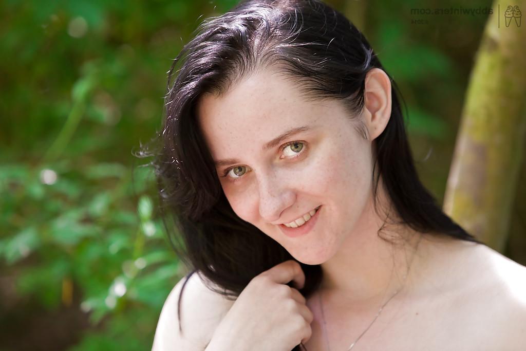 16P Amateur Ren getting naked outdoors and flaunting big all natural breasts