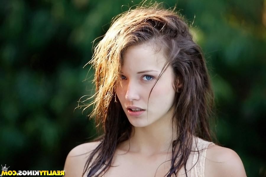 16P Malena Morgan showcasing her petite tits with hard nipples outdoor