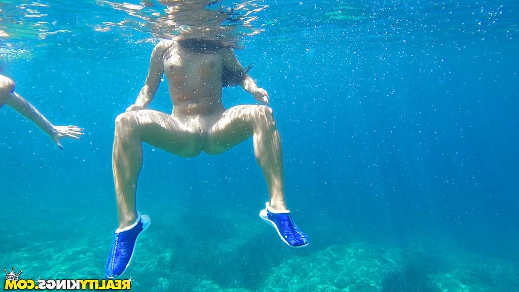 16P Hot chicks Amirah Adara and Nia Black swimming naked outdoors