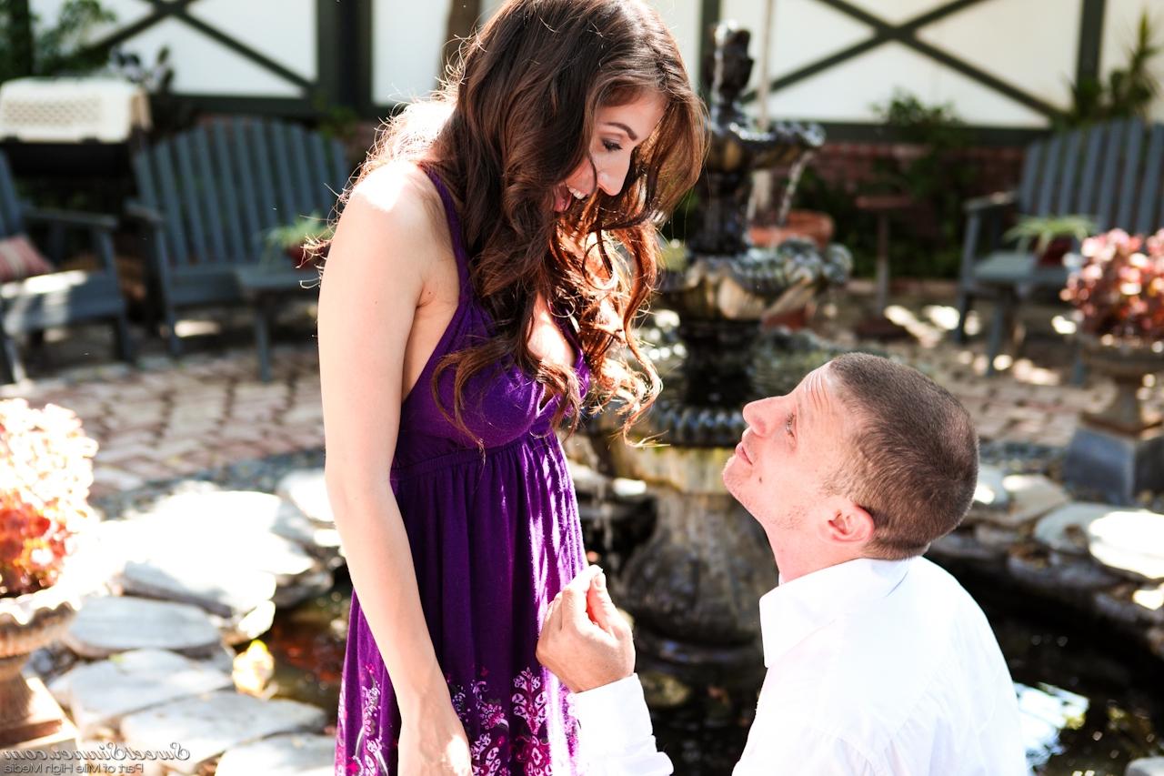 15P Clothed Latina April O'neil kissing outdoors before wedding night fuck