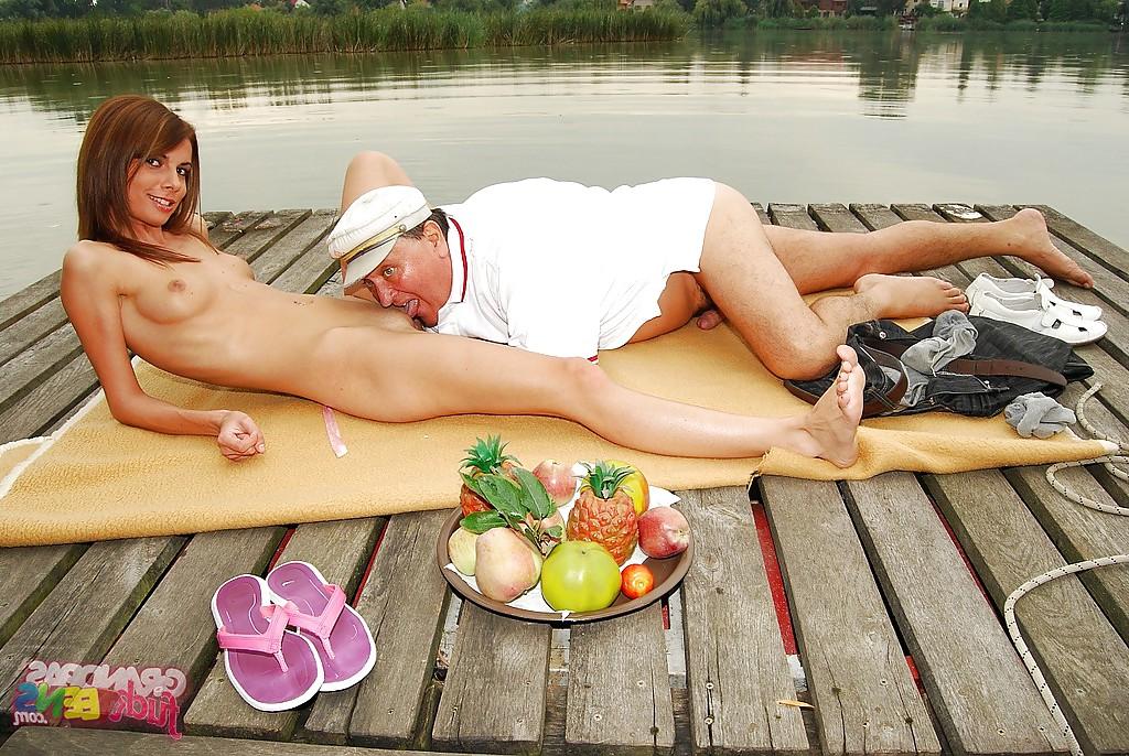 16P Pretty teen babe Betty Stylle gets shagged by an oldman outdoor